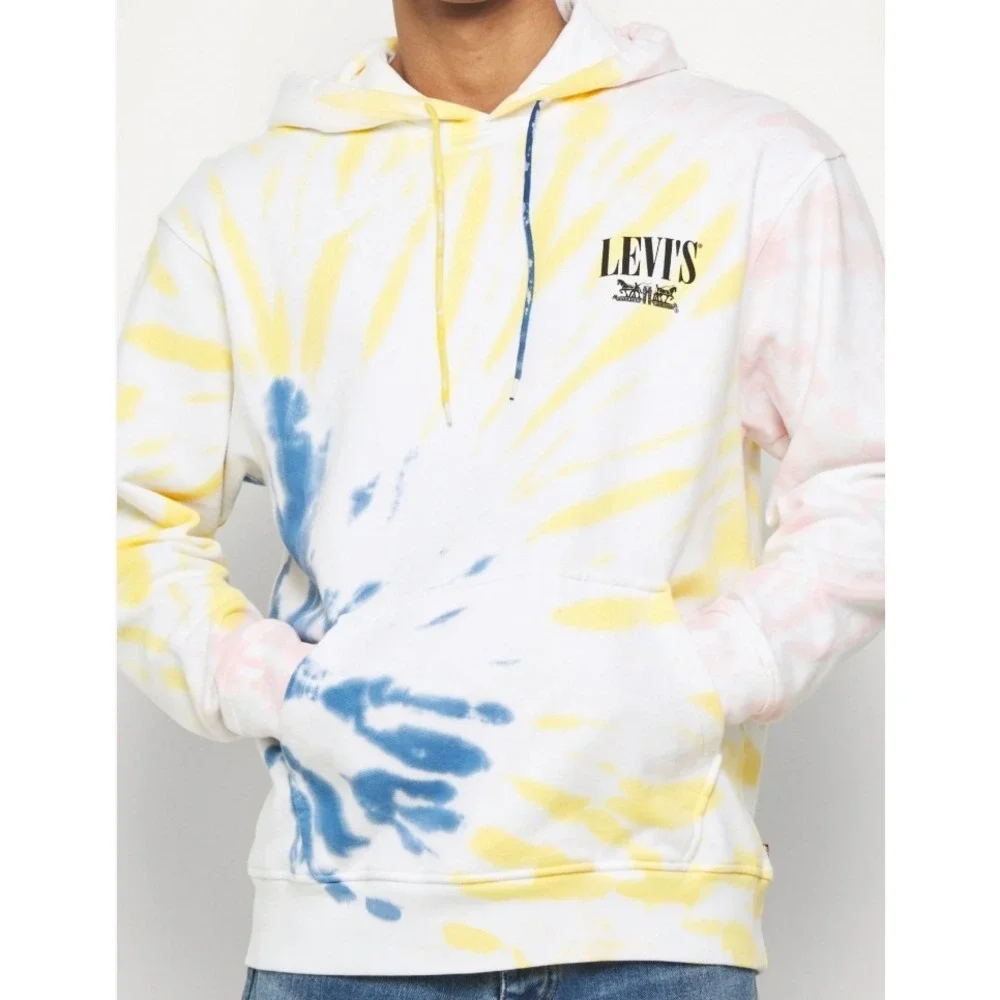 LEVI'S Heavyweight Streetwear Festival 90s Hoodie Mens L Bright Tie Dye Pullover